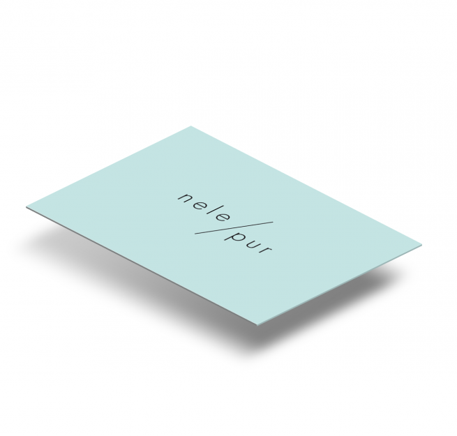 Visitenkarte mit Logo nele pur: nele slash pur auf grün