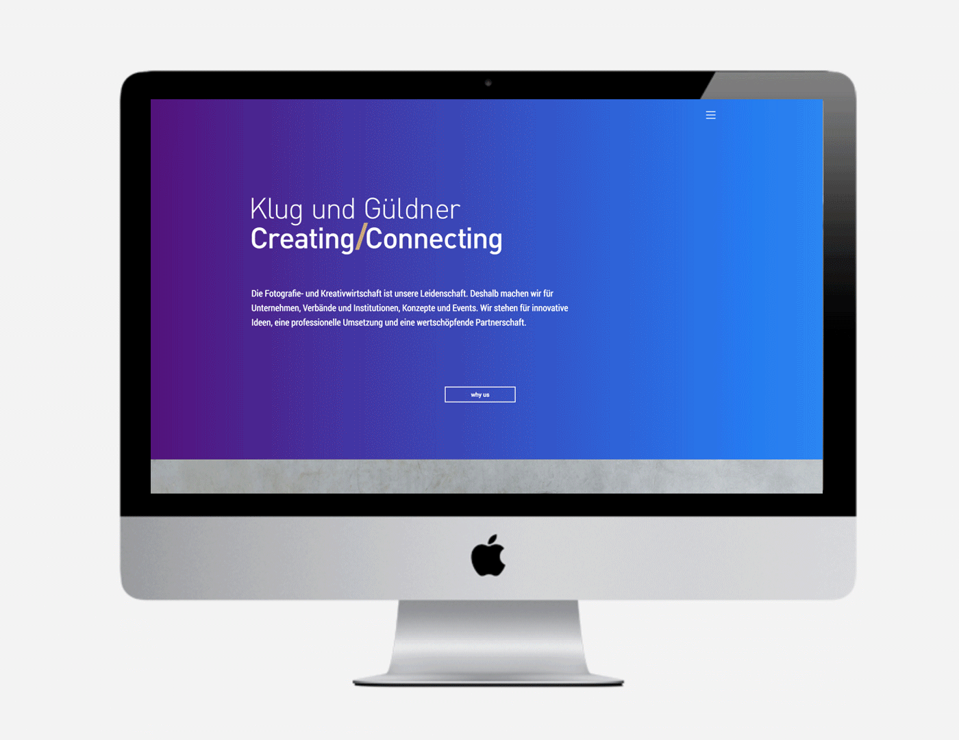 Animiertes Gif der Website Klug und Güldner auf Desktop Device mit scrollendem One-Pager