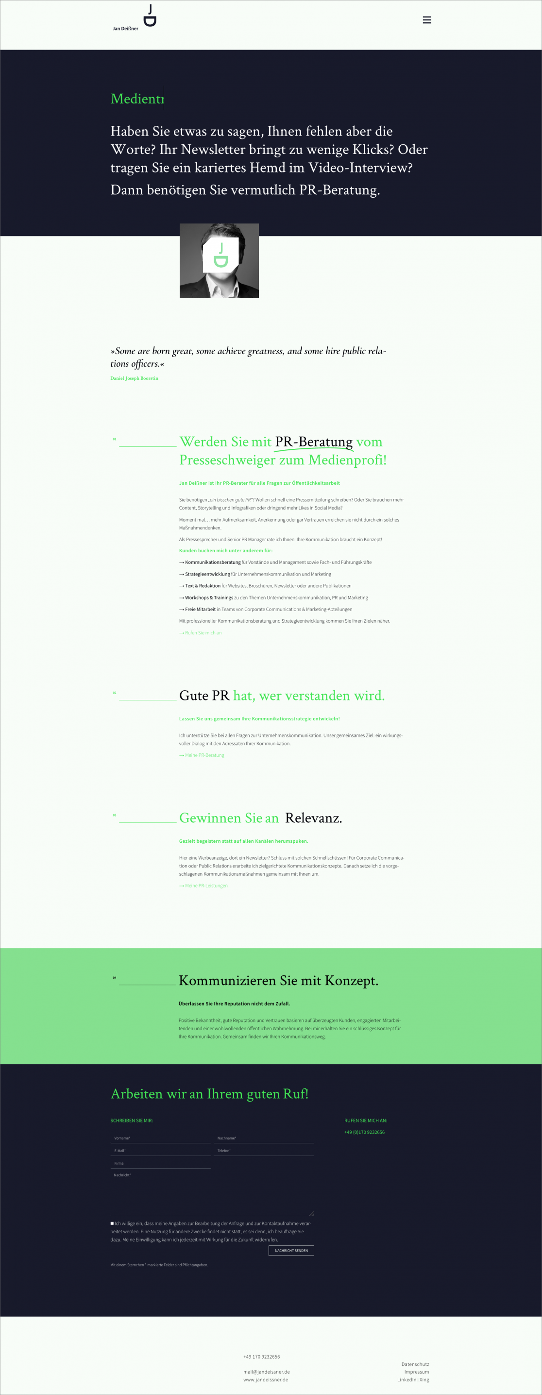 Screenshot der Website von Jan Deissner