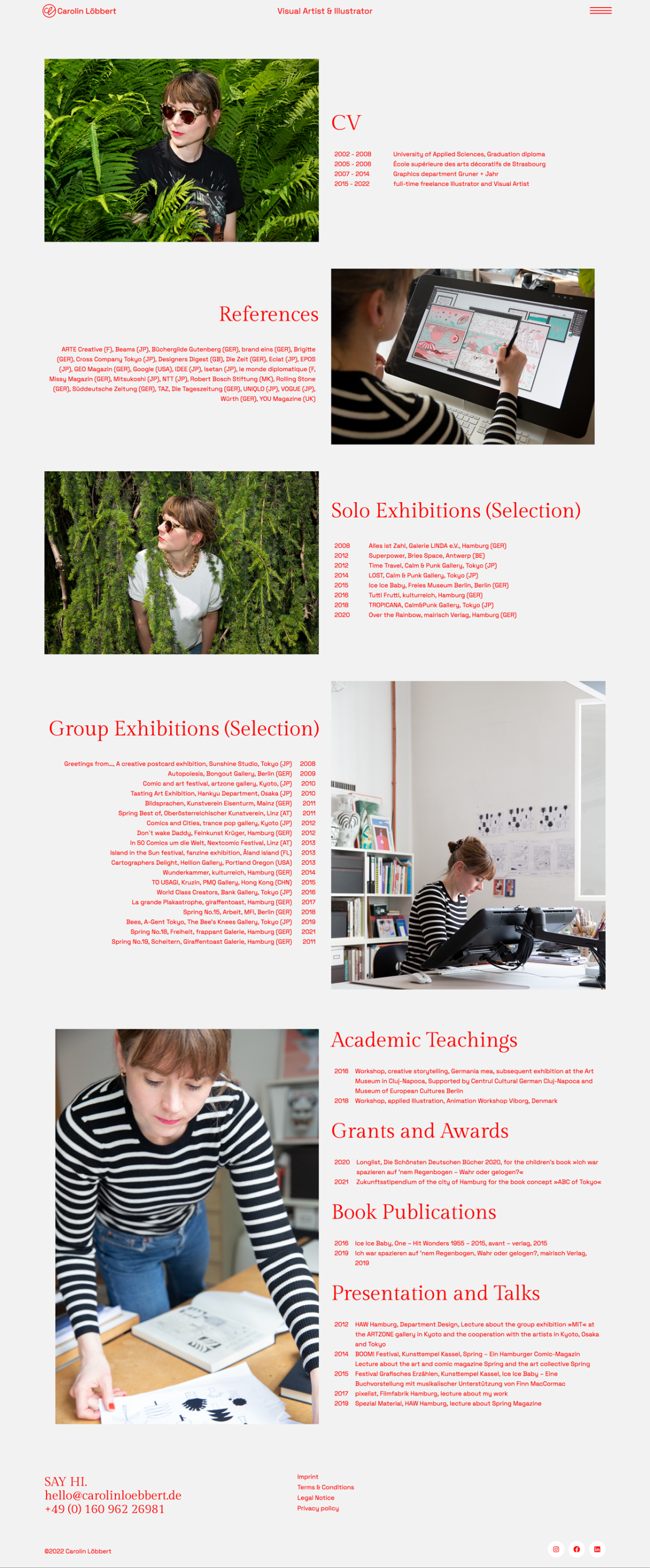 Screenshot der About-Seite der von uns realisierten Website der Illustratorin Carolin Loebbert