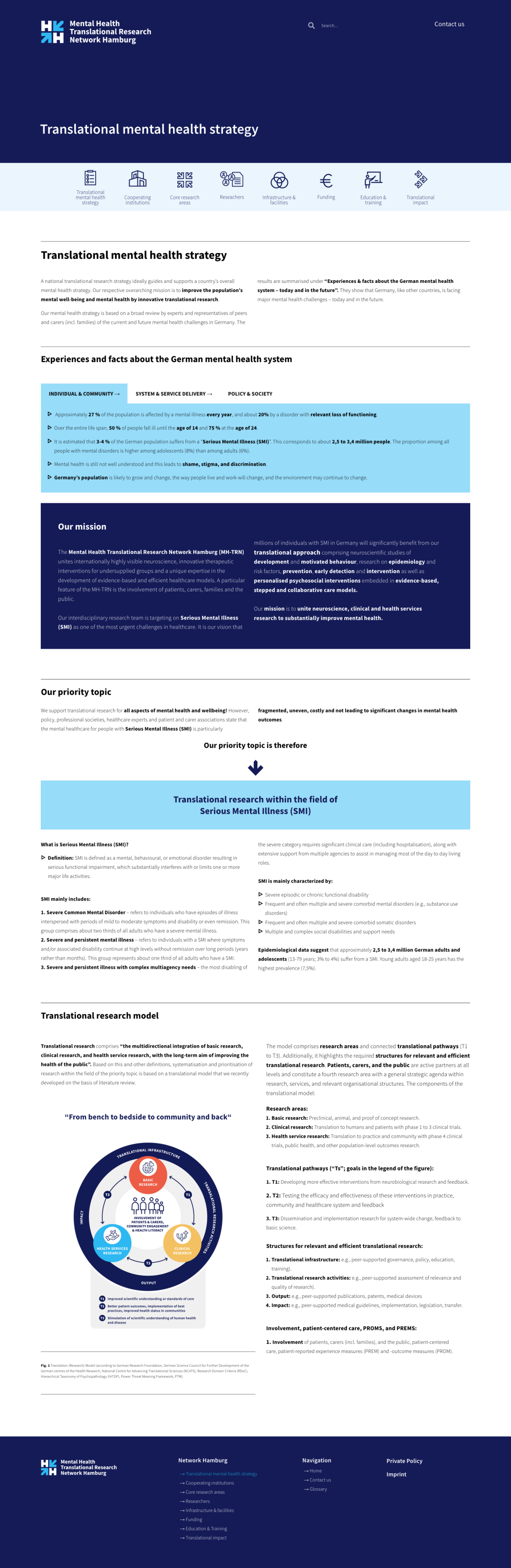 Website für das Translationale Forschungsnetzwerk für psychische Gesundheit